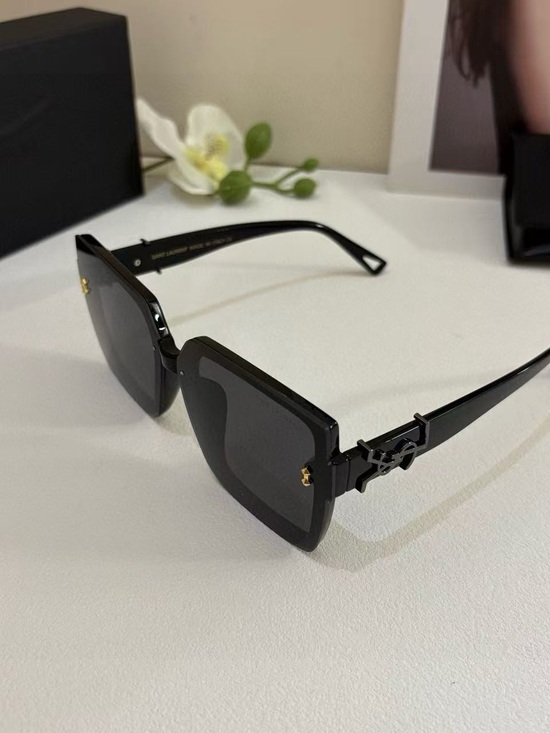 Saint Laurent Oversized Square Sunglasses in Black with Gold Accents main image 5